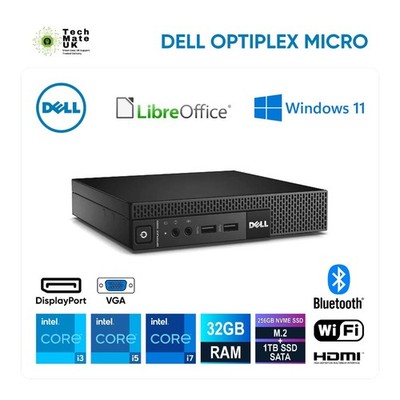 Dell Mini PC Windows 11 Tiny Desktop WiFi bis i7 6. Gen 32GB RAM 2TB SSD 01