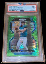 Trevor Lawrence 2021 Prizm Neon Green Pulsar #331 Rookie Card PSA 9. rookie card picture