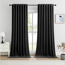 100 out Curtains 96 Inches Long Velvet Room 52"W x 96"L Pack of 2 Black