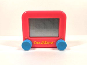 3.5” Ohio Art Etch A Sketch Magic Screen Classic Pink With Blue Turn Knobs
