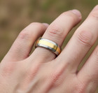 Men's 8mm Two-Tone Tungsten Ring – polished Silver with Bold Gold Center Band — photo 5