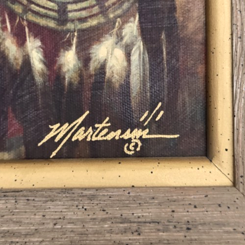 MARK MARTENSEN Native Warrior Signed Limited 1/1 Print Canvas Giclee Framed 19" - Picture 3 of 13