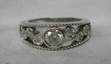 14K WHITE GOLD .92 CT GENUINE  NATURAL DIAMOND WEDDING BAND RING SIZE 8.5