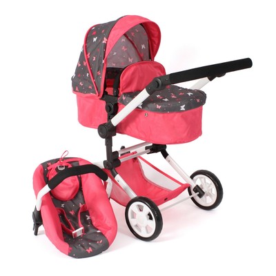Bayer Chic 2000 Puppen Kombi-Puppenwagen LINUS Butterfly Koralle NEU