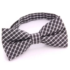Men's Black White Silk Pre-Tied Bow Tie