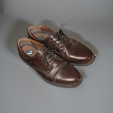 Men's Brown Leather Lace-Up Oxford Dress Shoes Cap Toe Round Toe Solid Pattern