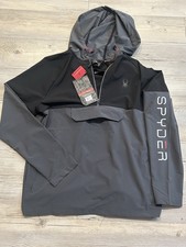 Spyder 1/4 Zip Pullover Jacket Men  s M New with Tags Black Gray