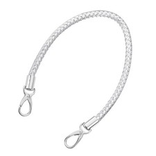 50cm Short Leather PU Braided Purse Replacement Handle Silver Silver