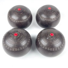 Henselite Super Grip Lawn Bowls, Size 3, Black, Vintage - Set of 4