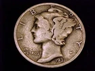 1931-S  Mercury Dime,  Very Good Grade.