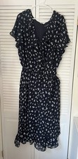 Lane Bryant Faux Wrap Floral Chiffon Ruffle Dress, SZ 26, Plus Size