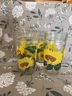 Vintage Sunflower Drinking Glass Tumbler Style Anchor Hocking 16 Oz, Set of 4