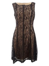 Connected Women's Petite Lace Fit & Flare Dress (6P, Black/Gold) 888815701899