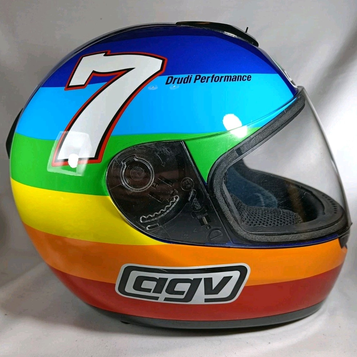 AGV Rossi Peace Barry Sheene Tribute Motogp Replica Motorcycle Helmet  Rainbow