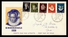 DR WHO 1956 NETHERLANDS FDC CHILD SEMI POST COMBO R51923