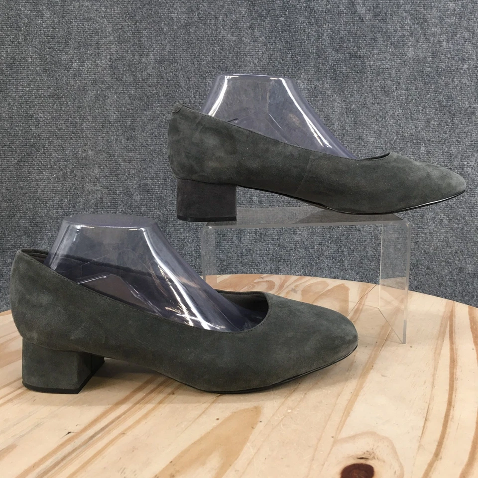 Zapatos de salón de vestir Hotters para mujer de 10 WW anchos gris gamuza sin cordones tacón de gatito Foto 2 de 4