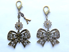 BRONZE BOW CHARM INITIAL LETTER ALHABET CHARM KEY CHAIN BAG CHARM PURSE CLIP