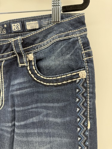 Miss Me Slim Boyfriend Ankle Denim Jeans Damen Gr. 28 bestickte Seiten - Bild 2 von 8