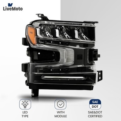Full LED Headlight For 19-22 Chevy Silverado 1500 w/Intelligent High Beams Right