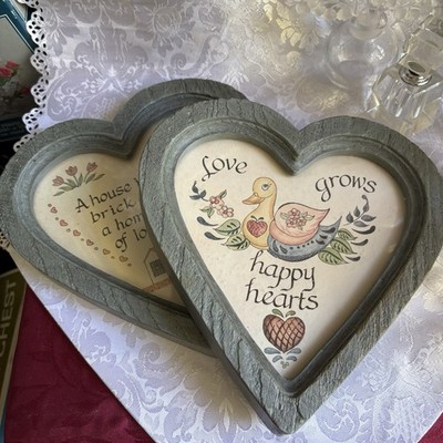 Vintage 1987 Homeco Happy Hearts & Goose Blue Wall Decor French Country 8837