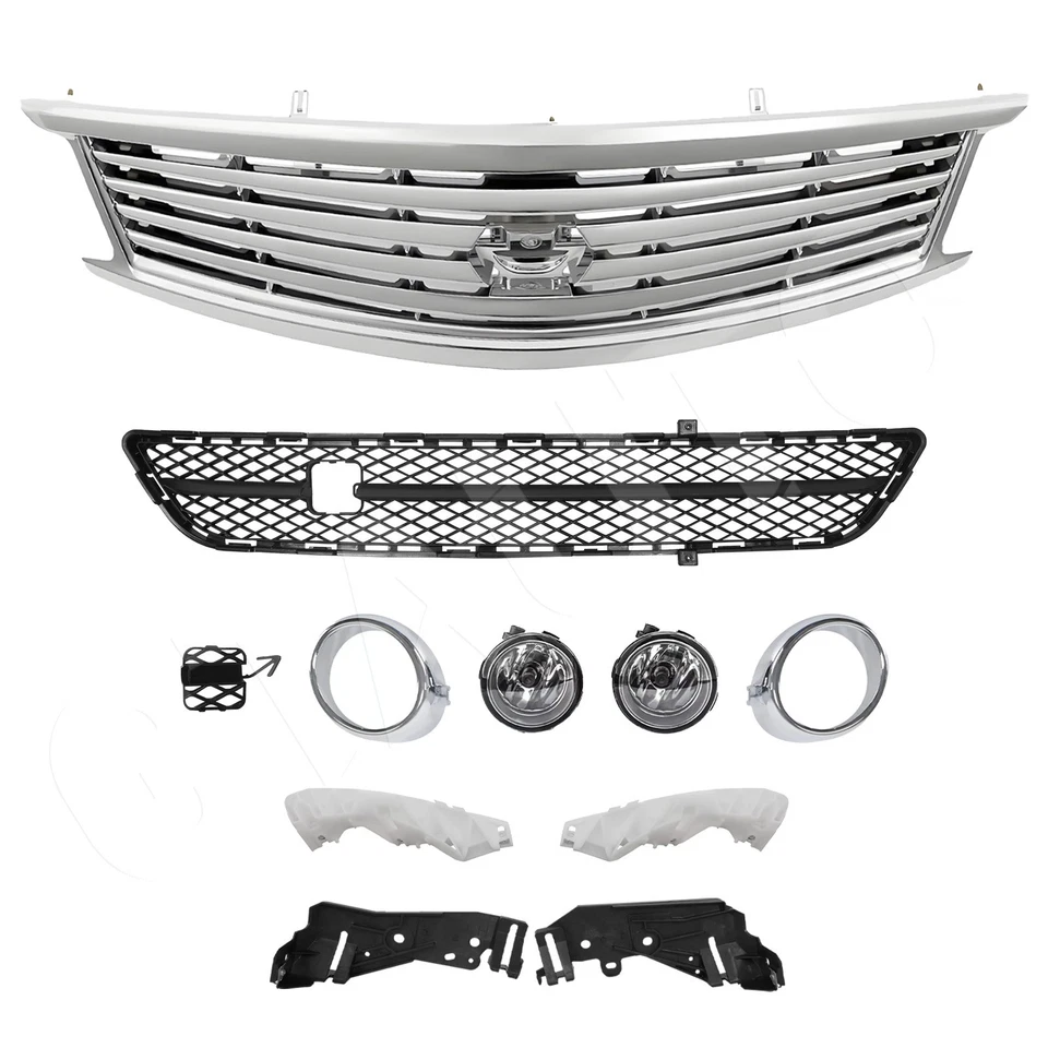 Front Bumper Upper Lower Grille Fog Lights For 2010-2013 Infiniti G37 11-12 G25 Foto 2 de 4