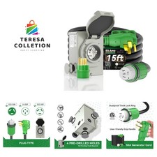 50 Amp Generator Cord 15FT and Power Inlet Box, Pre-Drilled 50 Amp Generator ...