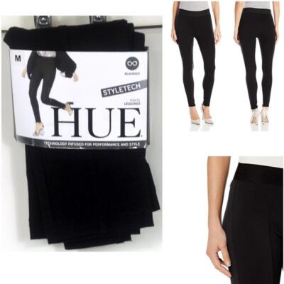 Womens Hue High-Waist Black Out Ponte Leggings Black Size XS New U15797 