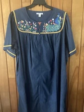 New Go Softly Patio Dress 3X Denim Pockets Peacock Zip Front