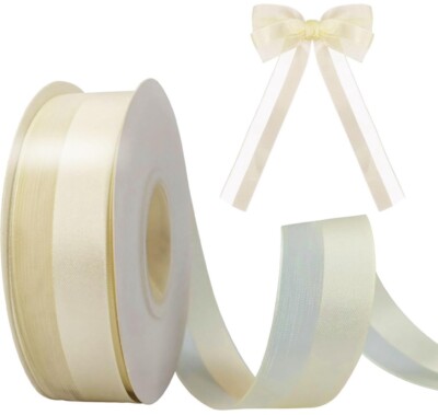 ROSTEEN Bänder zum Basteln 25 mm 22 m Organzaband Chiffon Satin creme