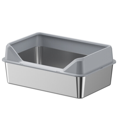 Stainless steel cat litter box,High Sides,Odor-Free and Easy Clean