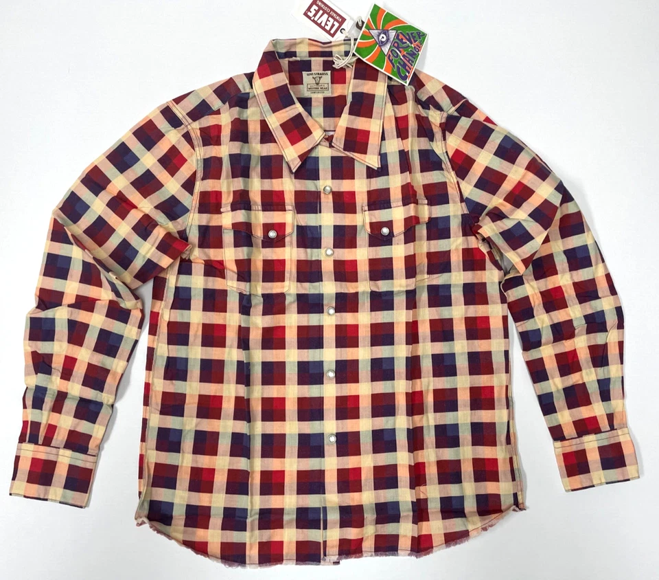 Camisa ocidental Levi's Vintage Clothing estampada LVC década de 1960 Levis Shorthorn Levi - Imagem 2 de 4
