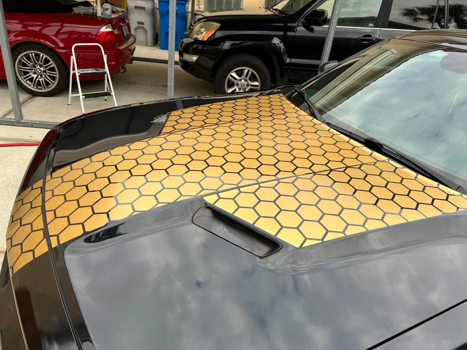 Dodge Challenger Full Hood Honeycomb Wing Graphic Decal fit 2015-2018 15 Colors - Image 3 of 4