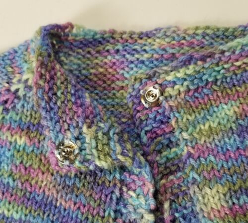 3 Pk Hand Knit Cardigan Sweaters Top Snap Pink Blue Striped Baby 6-12 Mo - Picture 4 of 10