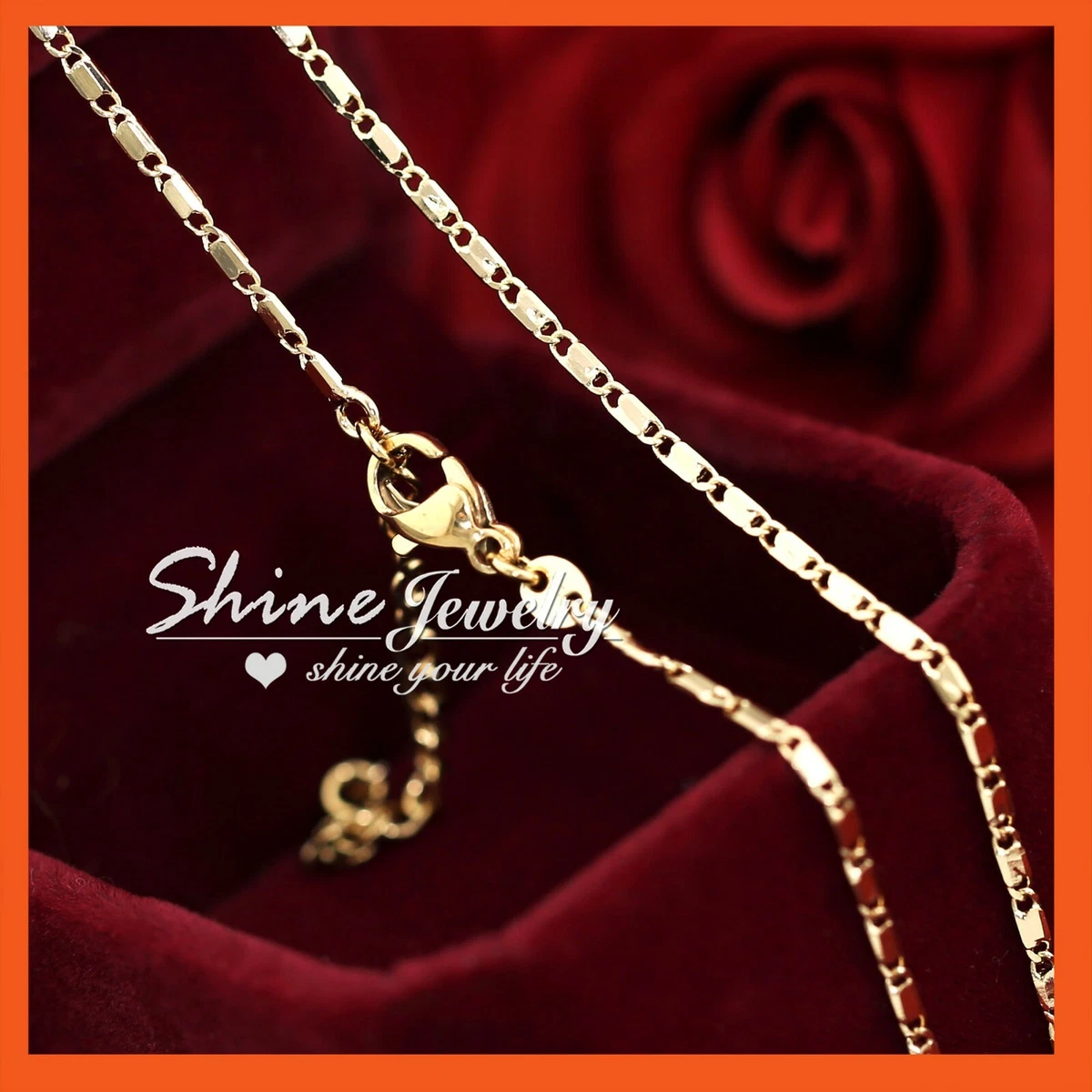 18K Rose GOLD GF WOMENS GIRLS 1.5mm ANCHOR RING LINK CHAIN NECKLACE for Pendant