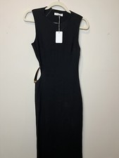 NWT Halston Heritage Black Maxi Side Cut Out with Gold Accent Size 6