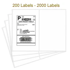 200 - 2000 Mailing Shipping Labels 8.5x5.5 Round Corner Half Sheet Self Adhesive