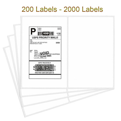 200 - 2000 Mailing Shipping Labels 8.5x5.5 Round Corner Half Sheet Self Adhesive