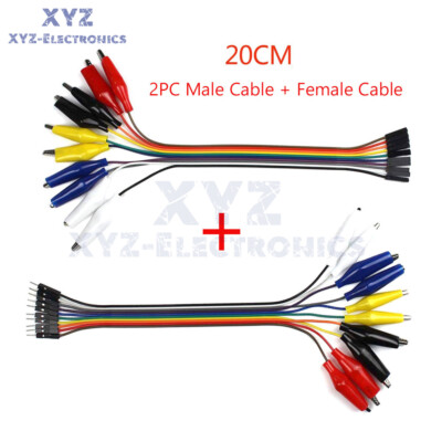 Alligator Clips To Dupont Wire Male/Female Plug 20cm Crocodile Wire Jumper Cable
