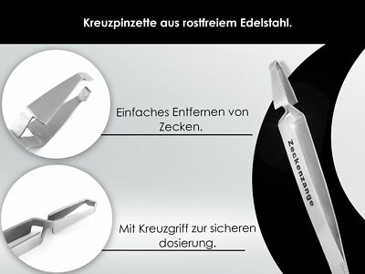 Premium Zeckenpinzette Aus Edelstahl – 11,5 Cm, Gebogene Spitze, Mit Etui