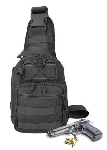 Nylon Crossbody Multiple Compartments Conceal Carry Tactical Gun Sling Bag - Picture 12 of 28