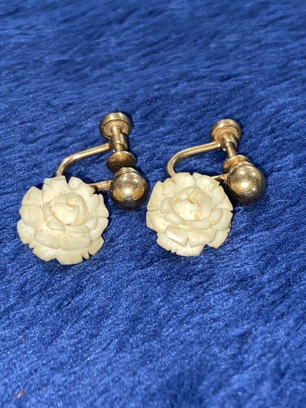 Vintage 12k Gold Filled GF drop Dangle Rose Earri… - image 3