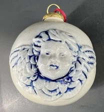 Row Pottery Works Ltd. Edition Angel Ornament Joy to the World 1998 Salt Glaze