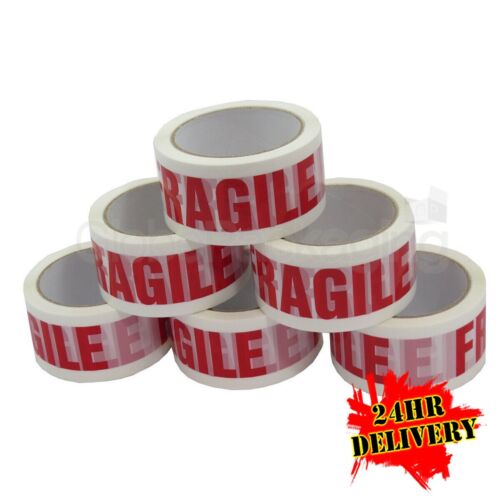 36 Rolls of FRAGILE Printed Packing Parcel Tape 24HRS - Afbeelding 1 van 6