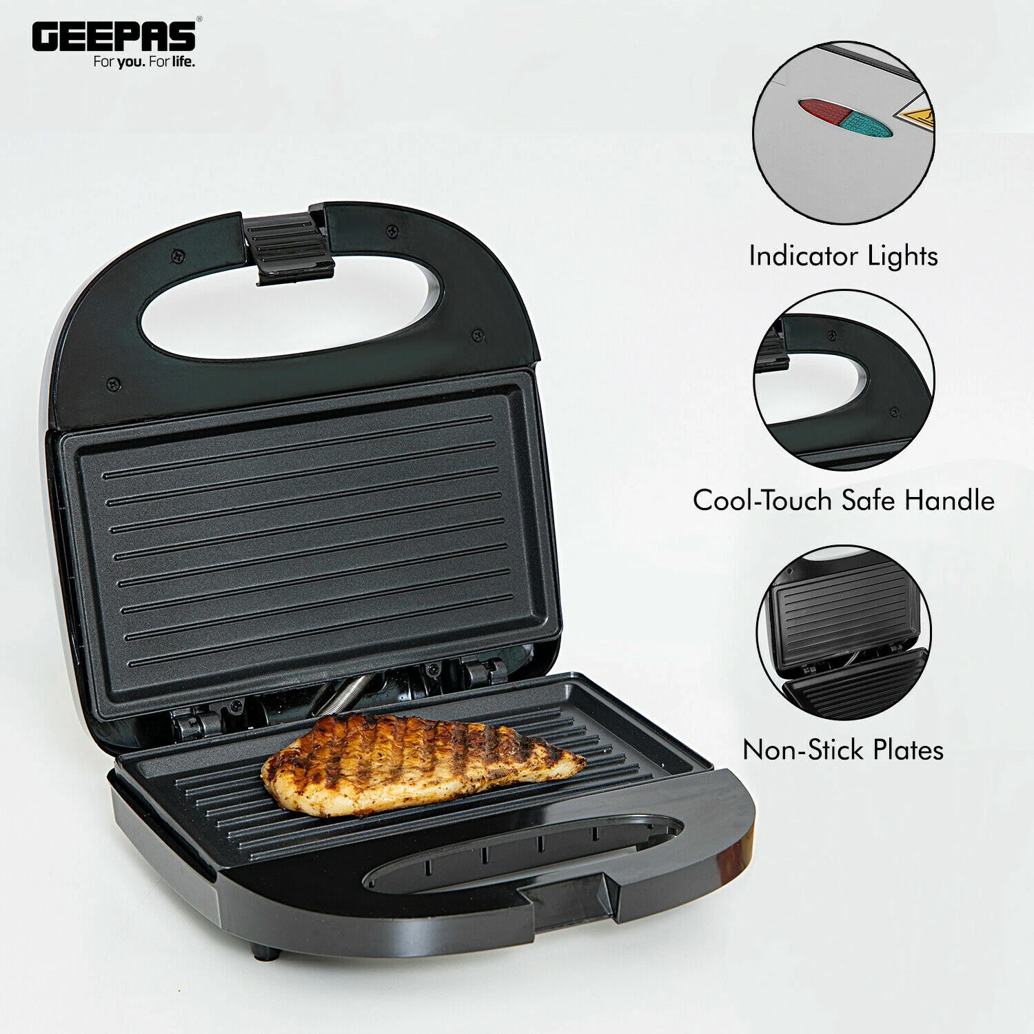 Panini Press Healthy Grill Non-Stick Powerful Toaster Toast Sandwich Maker 750W