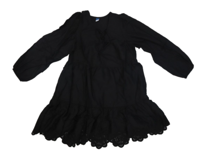 Old Navy Long Puff Sleeve Tiered Lace Up Black Mini Swing Dress Womens S |  eBay
