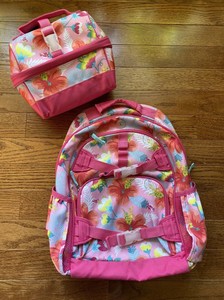 Pottery Barn Kids Mackenzie Pink Hibiscus Backpack With Matching