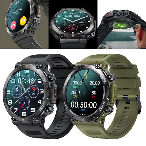 Military Smart Watch for Men(Answer/Make Calls) Rugged Tactical Fitness Tracker - Photo 3 sur 18