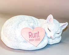 Sleeping Cat Cremation Urn Heart Plaque Pet Memorial Keepsake Decor Souvenir Box