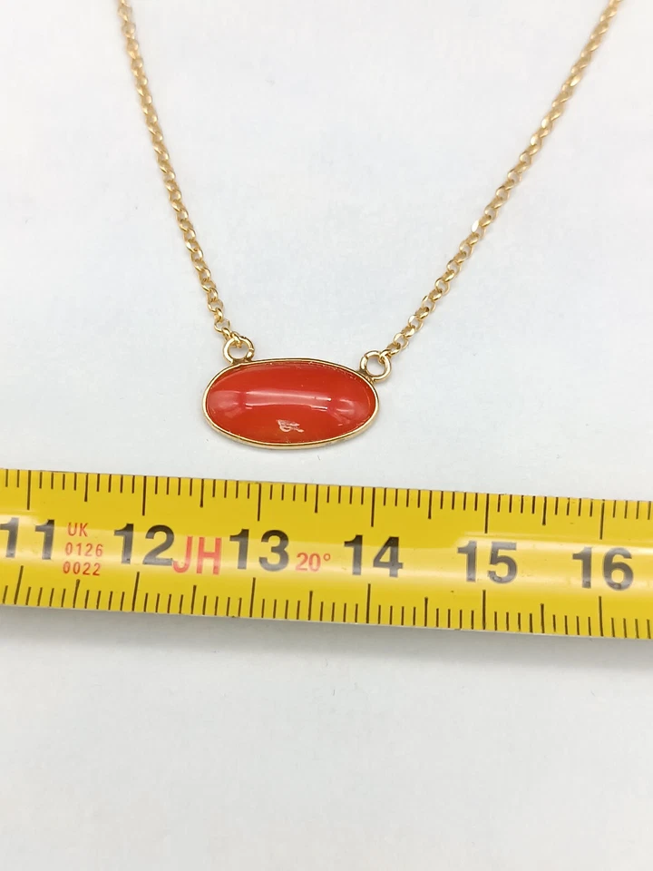 Collana donna corallo rosso di Sardegna naturale argento 925 placcato oro - Immagine 3 di 4