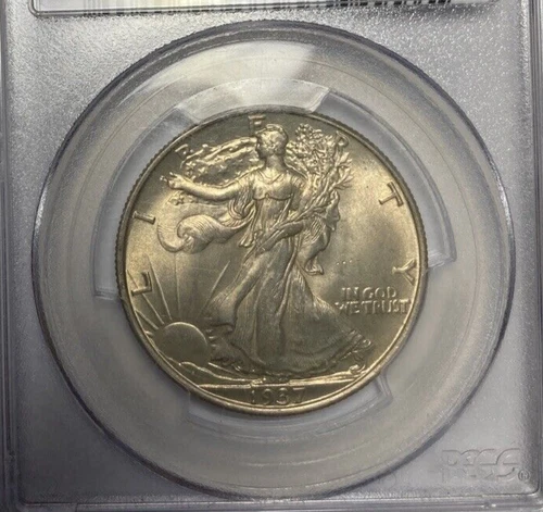 1937 Walking Liberty Half Dollar Bright PCGS MS64 with Touch of Color